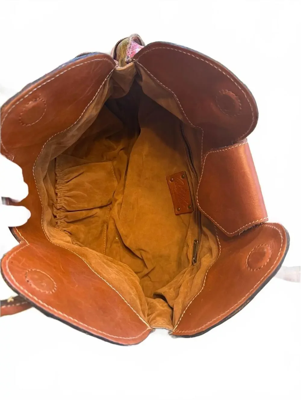 Patricia Nash Floral Leather Tote Bag with Brown Leather Trim